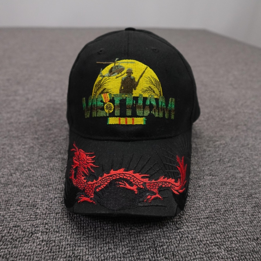 Eagle Crest Hat Cap Strap Back Mens One Size Black Vietnam Nam Vet Dragon